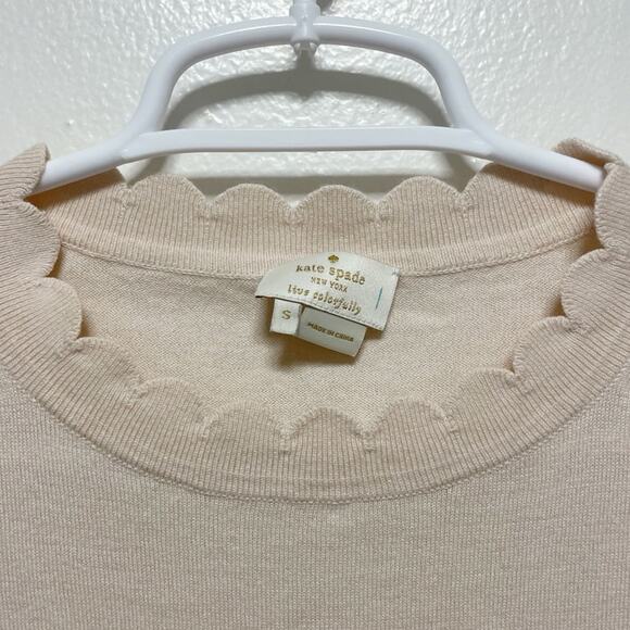 Kate Spade Light Pink Short Sleeved Scallop Detail Sweater - Picture 7 of 7